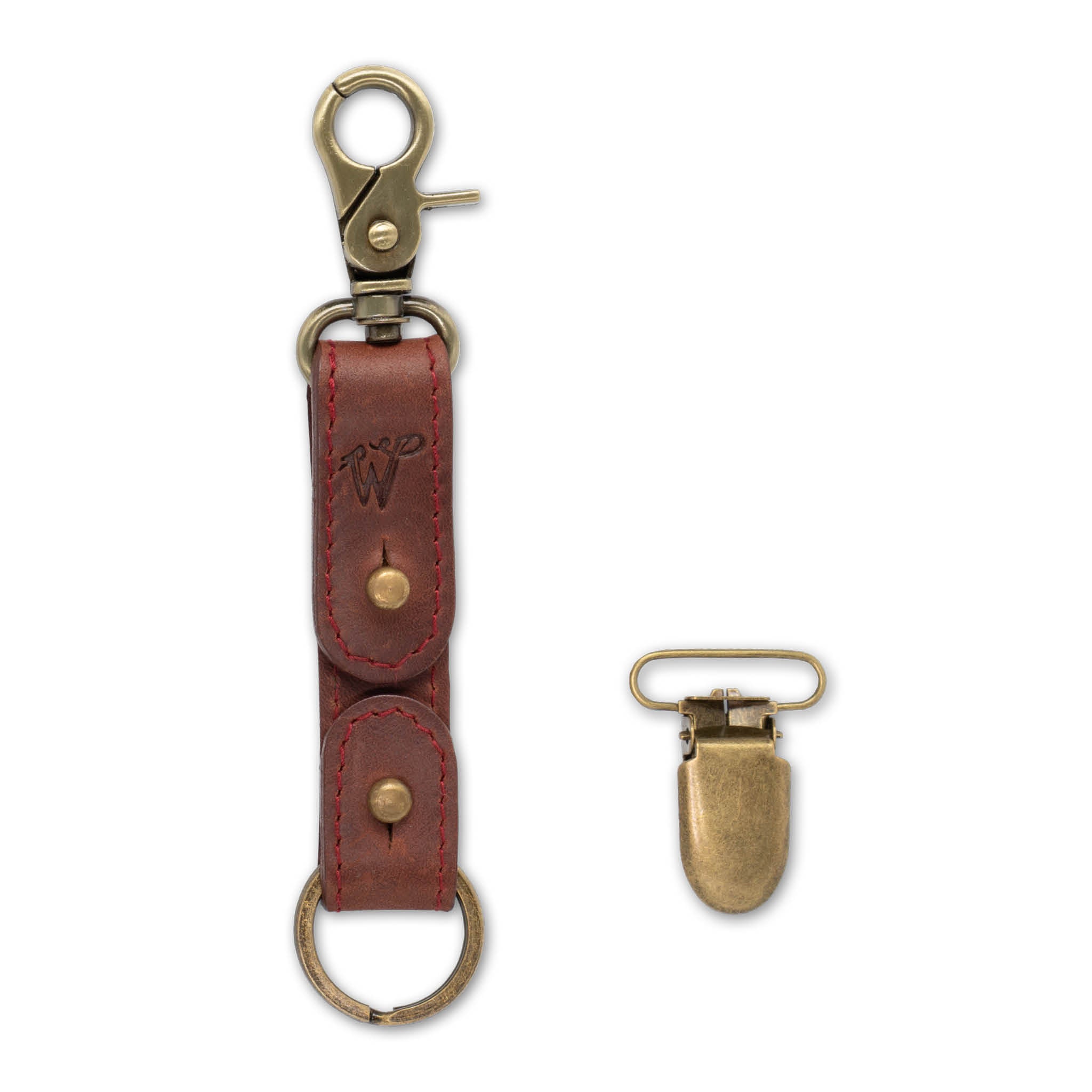 Schlüsselanhänger / Huthalter Oxblood Genähtes Leder