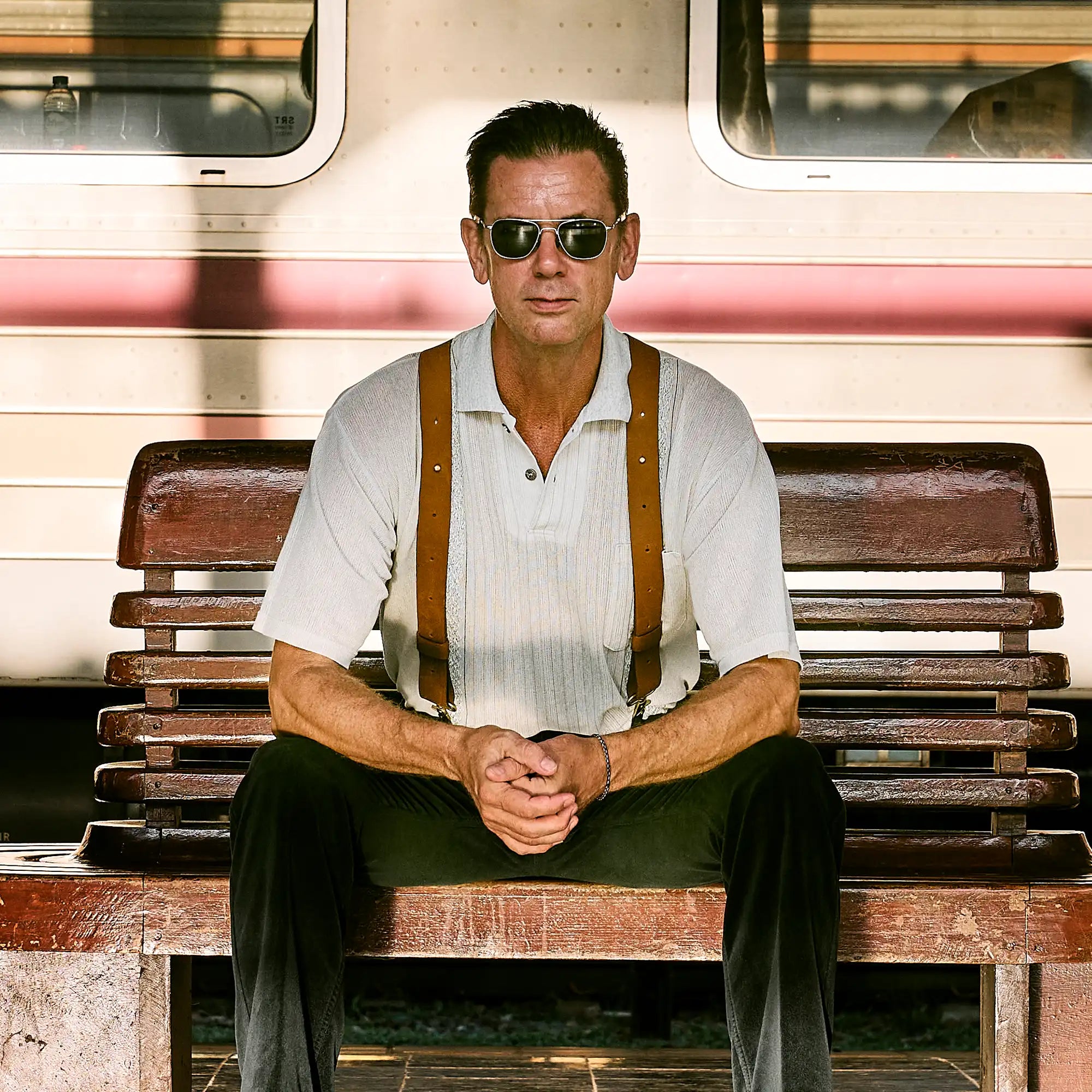 Crazy Horse Kamelbraun Breite Hosenträger No. L2013