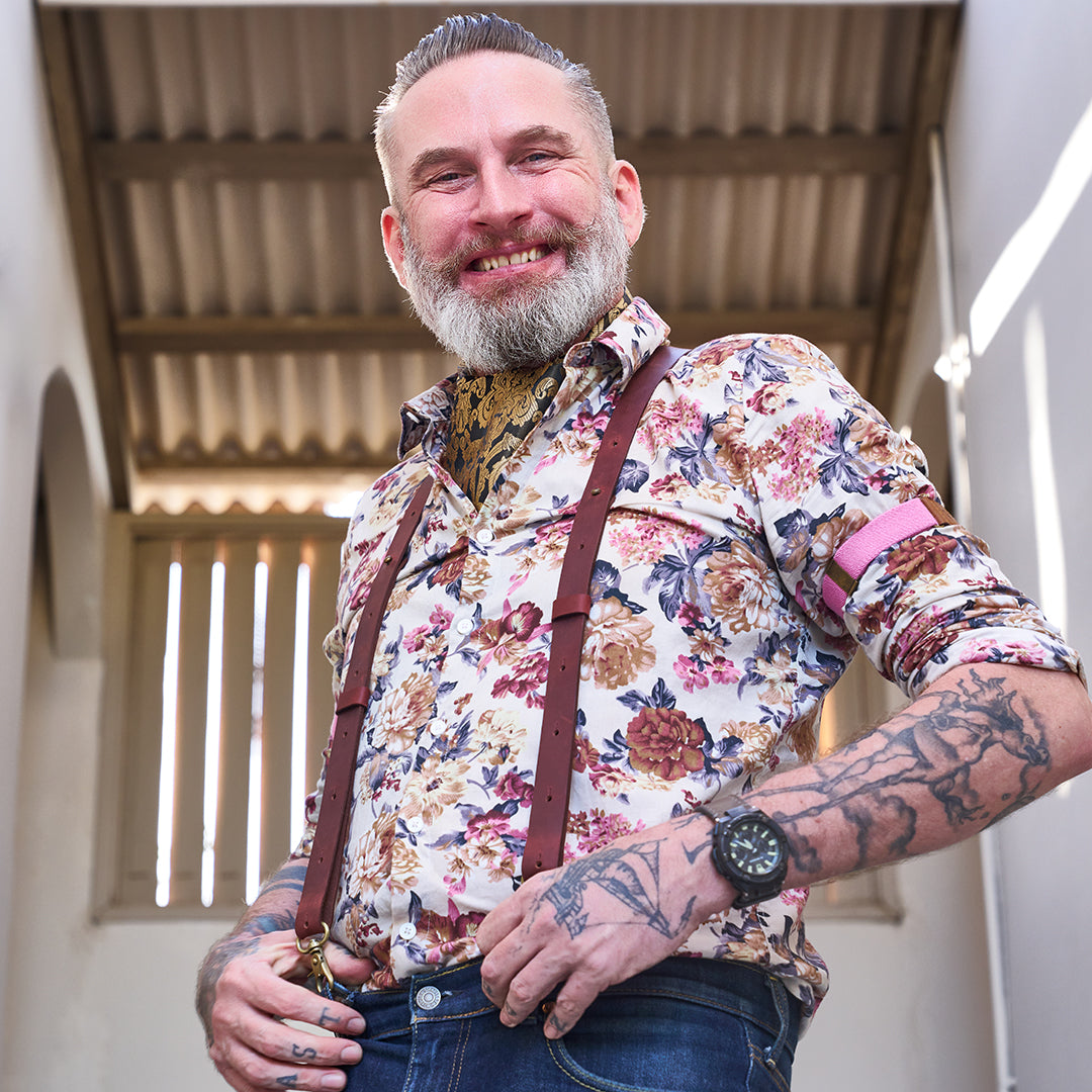 Crazy Horse Burgunderrote schmale Hosenträger No. L2010