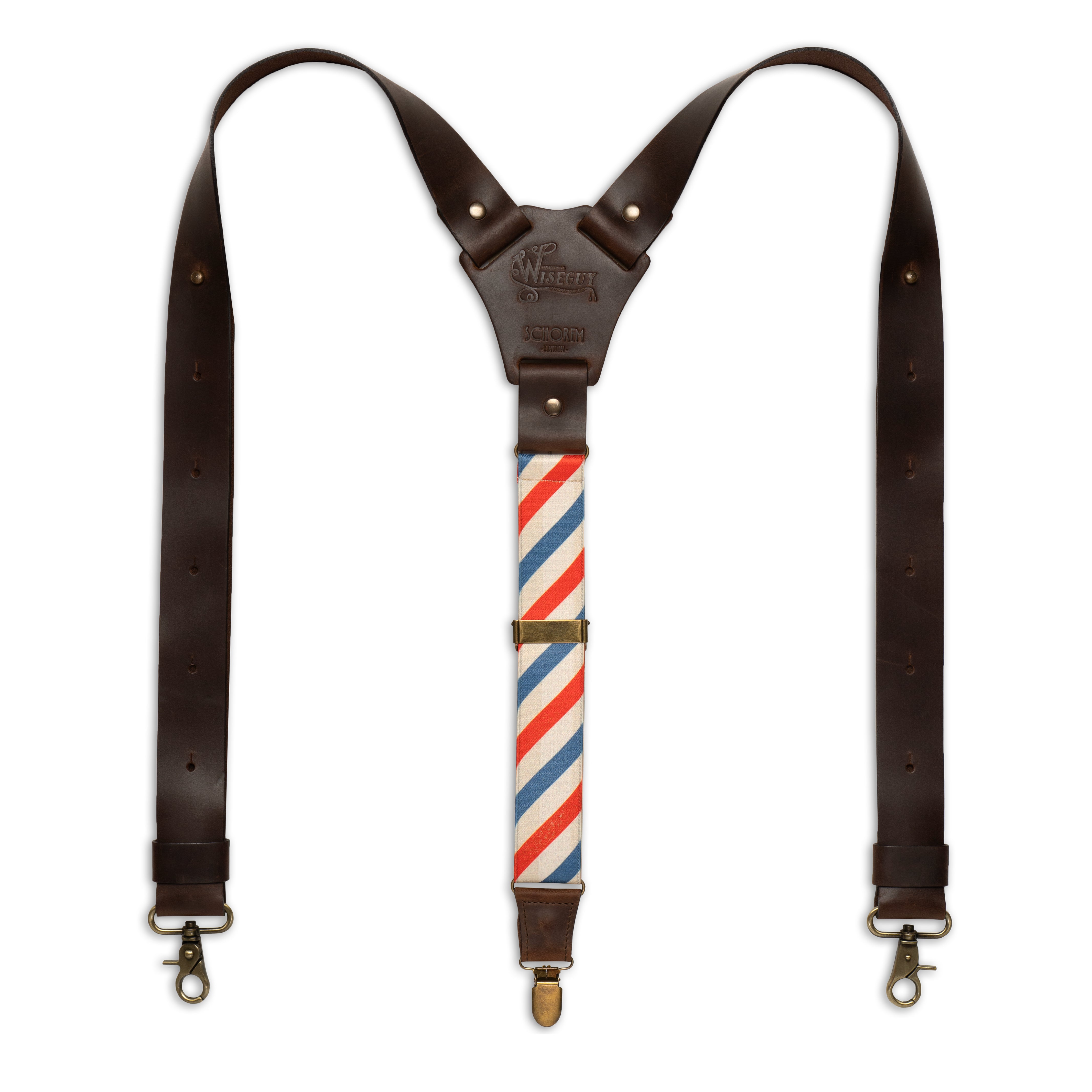 Crazy Horse Flex Barber Pole Dark Brown Wide Suspenders No. F2123