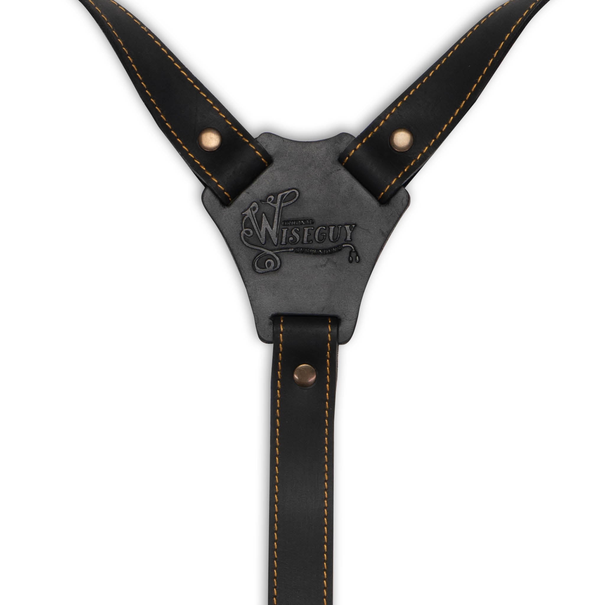 Crazy Horse Stitched Black Yellow Slim Suspenders No. L2214