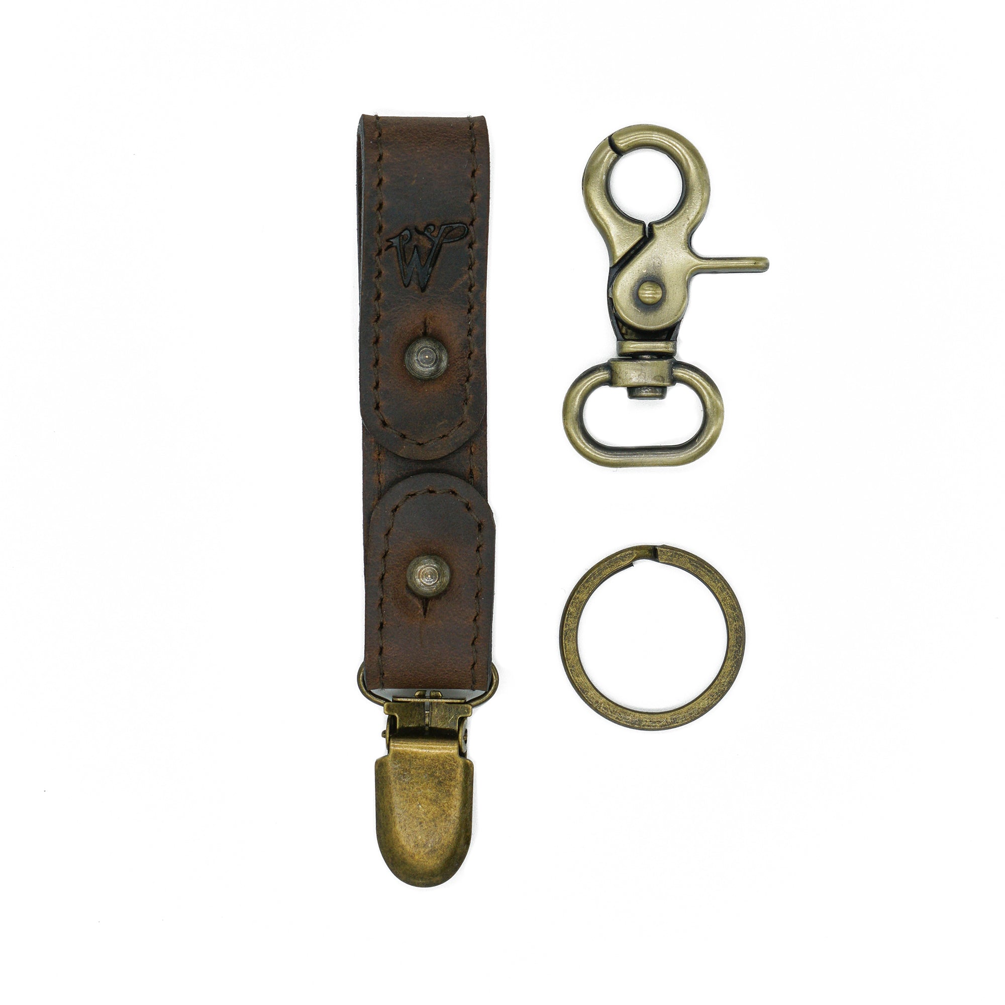 Schlüsselanhänger / Huthalter Dunkelbraunes Stitched Leder No. A8017