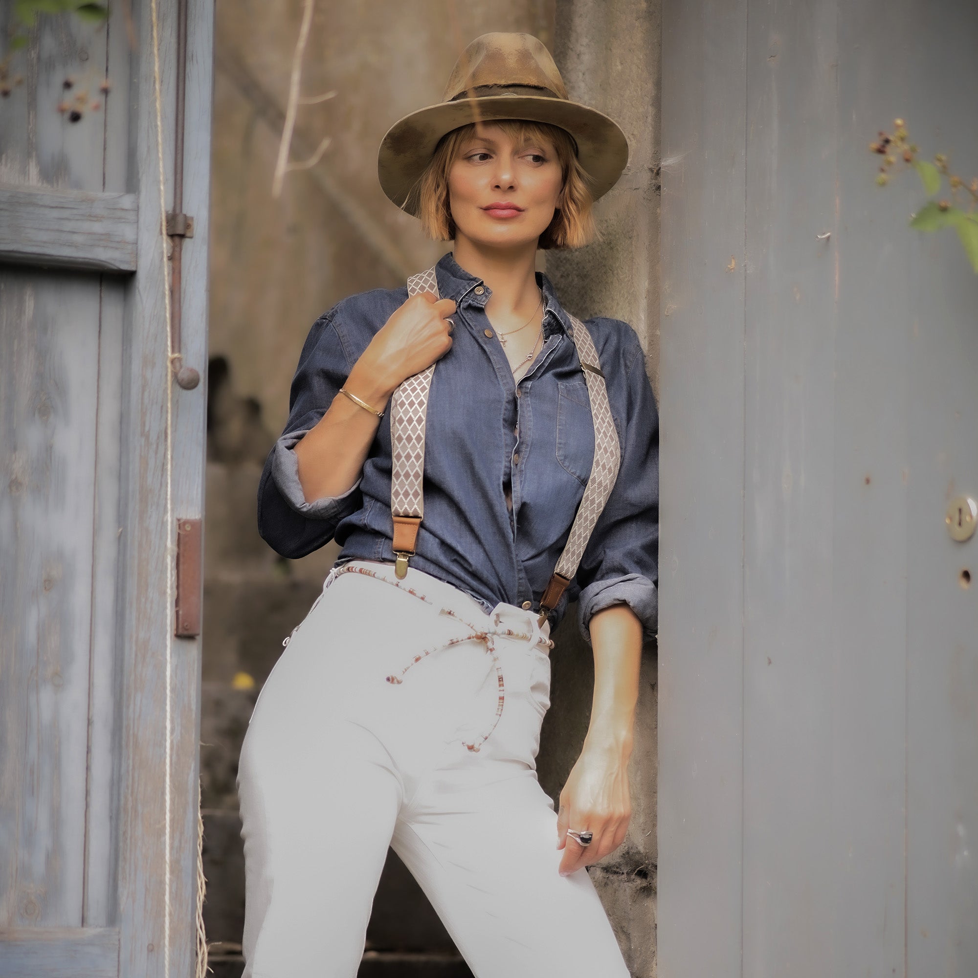 Charger Diamond breite Hosenträger in Kamelbraun No. F3014