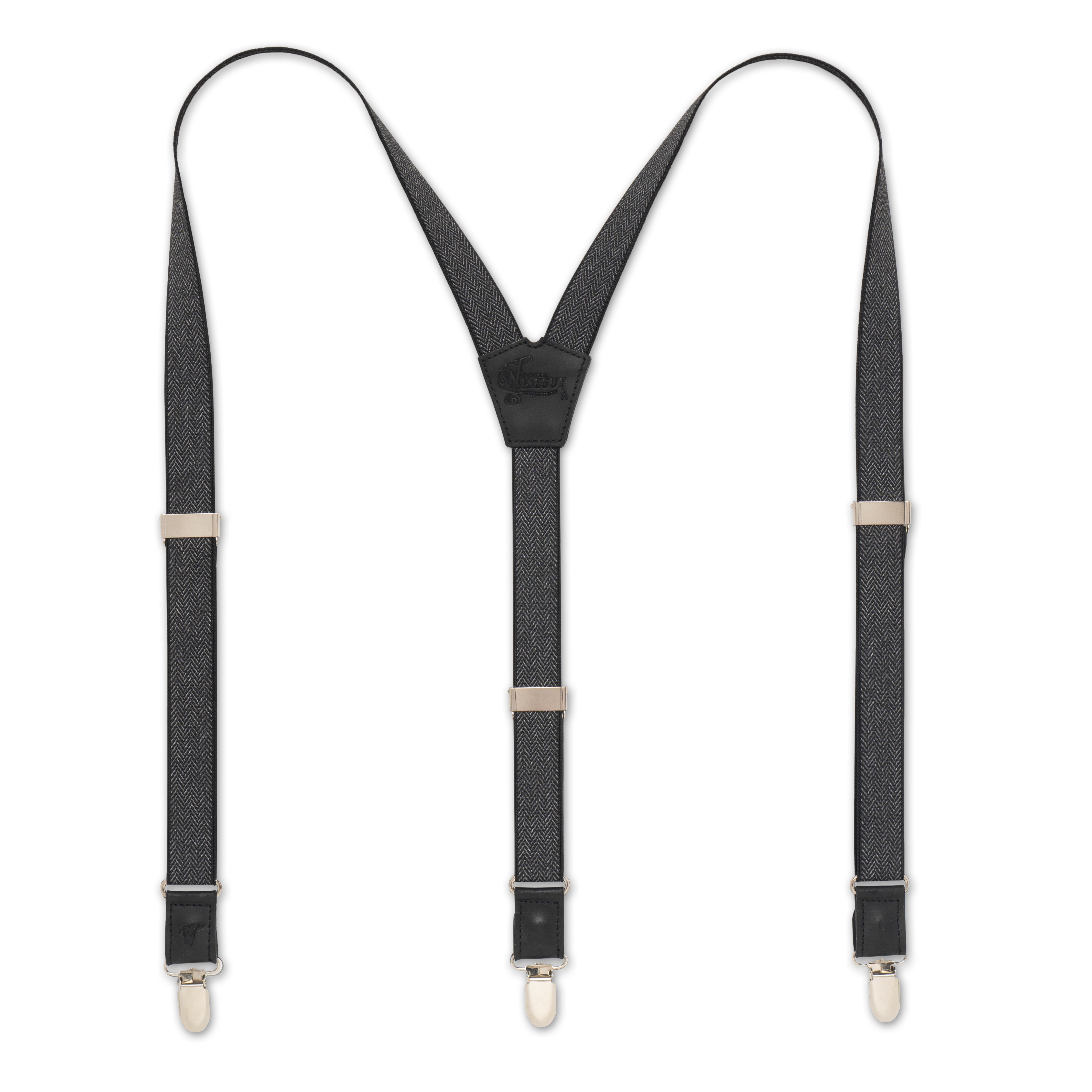 Myriad Herringbone Black Slim Suspenders No. E5113