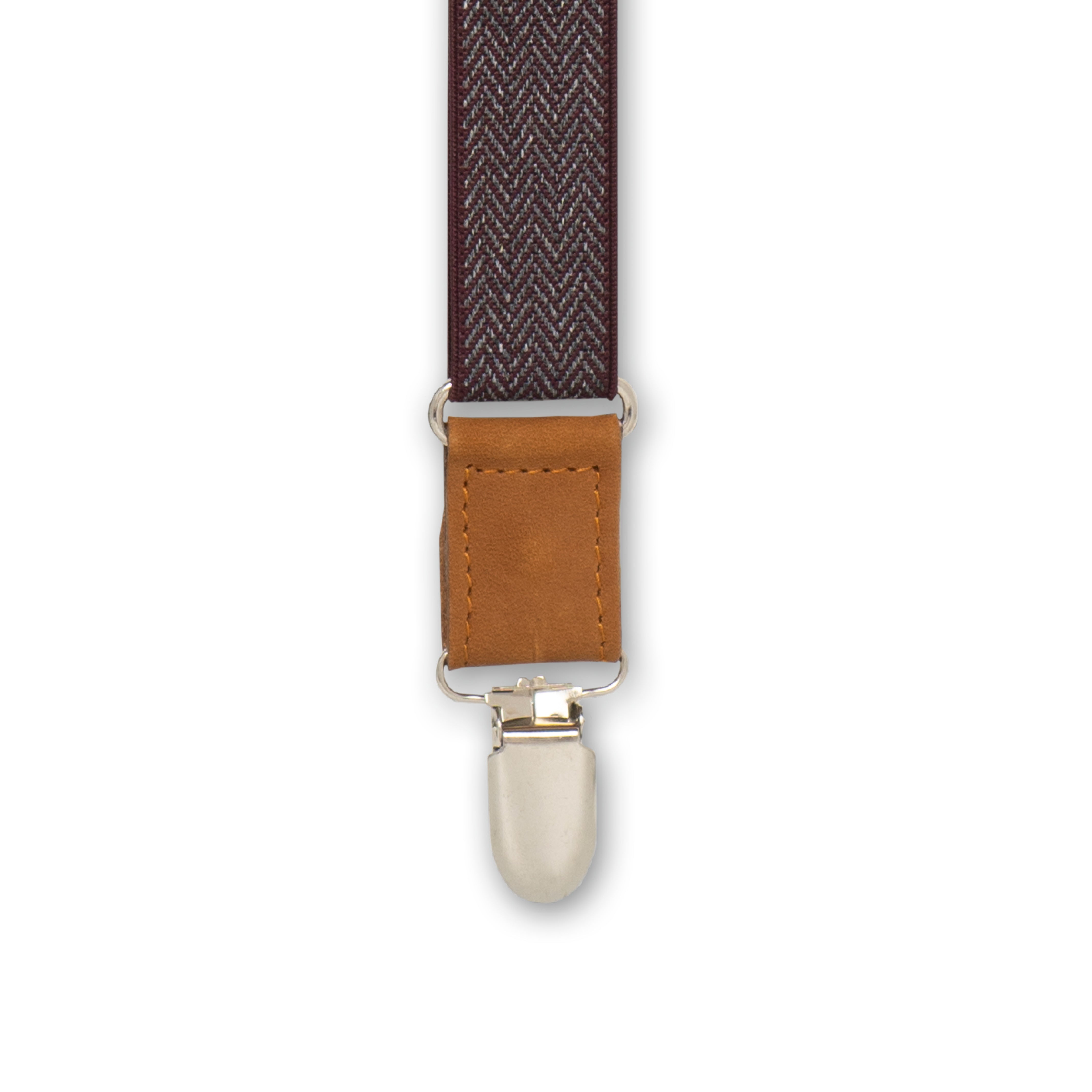 Myriad Herringbone Burgundy Slim Suspenders No. E5114