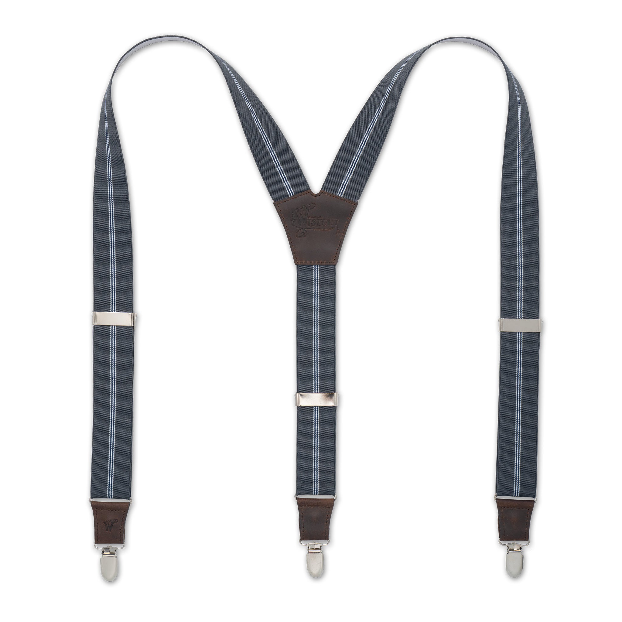 Dapper The Don Gray striped Wide Suspenders No. E5325