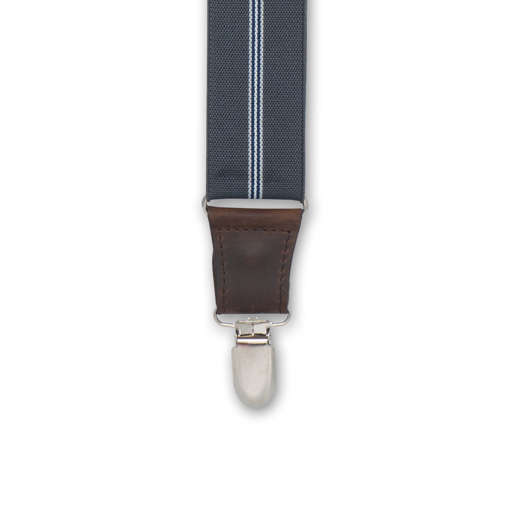 Dapper The Don Gray striped Wide Suspenders No. E5325