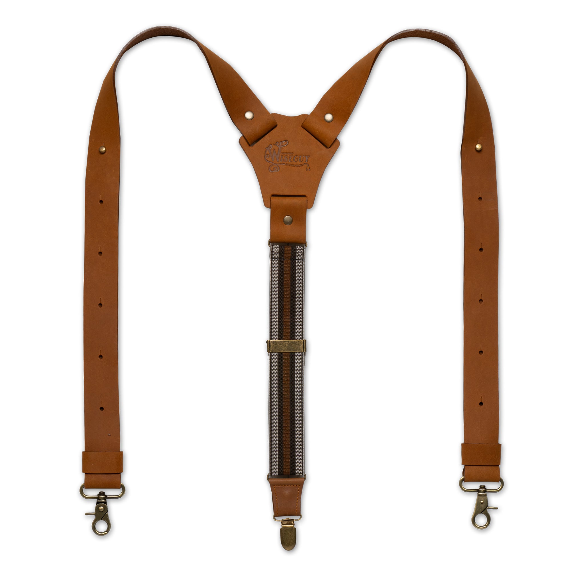 Crazy Horse Flex Camel Brown Striped Wide Suspenders No. F2127