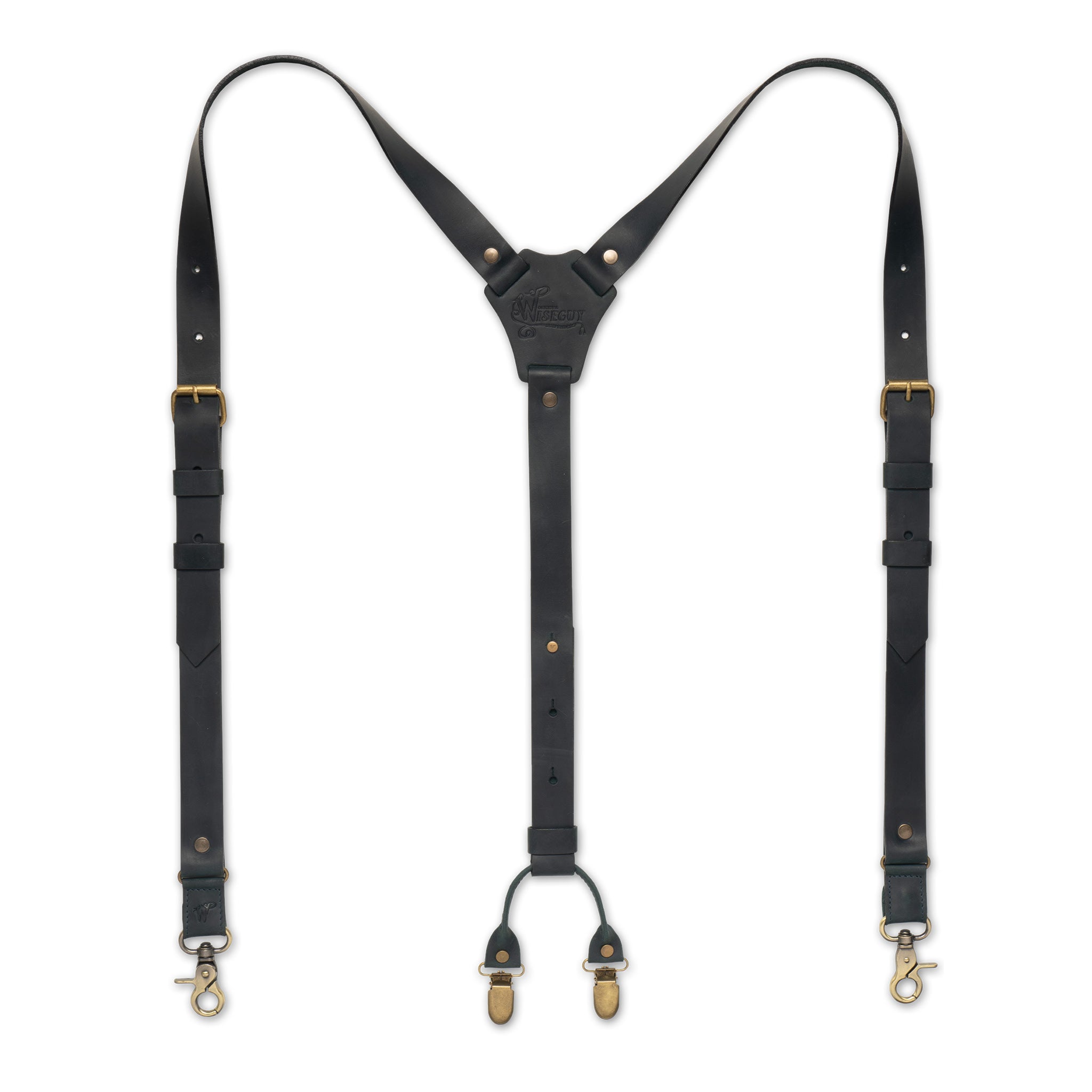 Crazy Horse Buckle Navy Blue Slim Suspenders No. L2012
