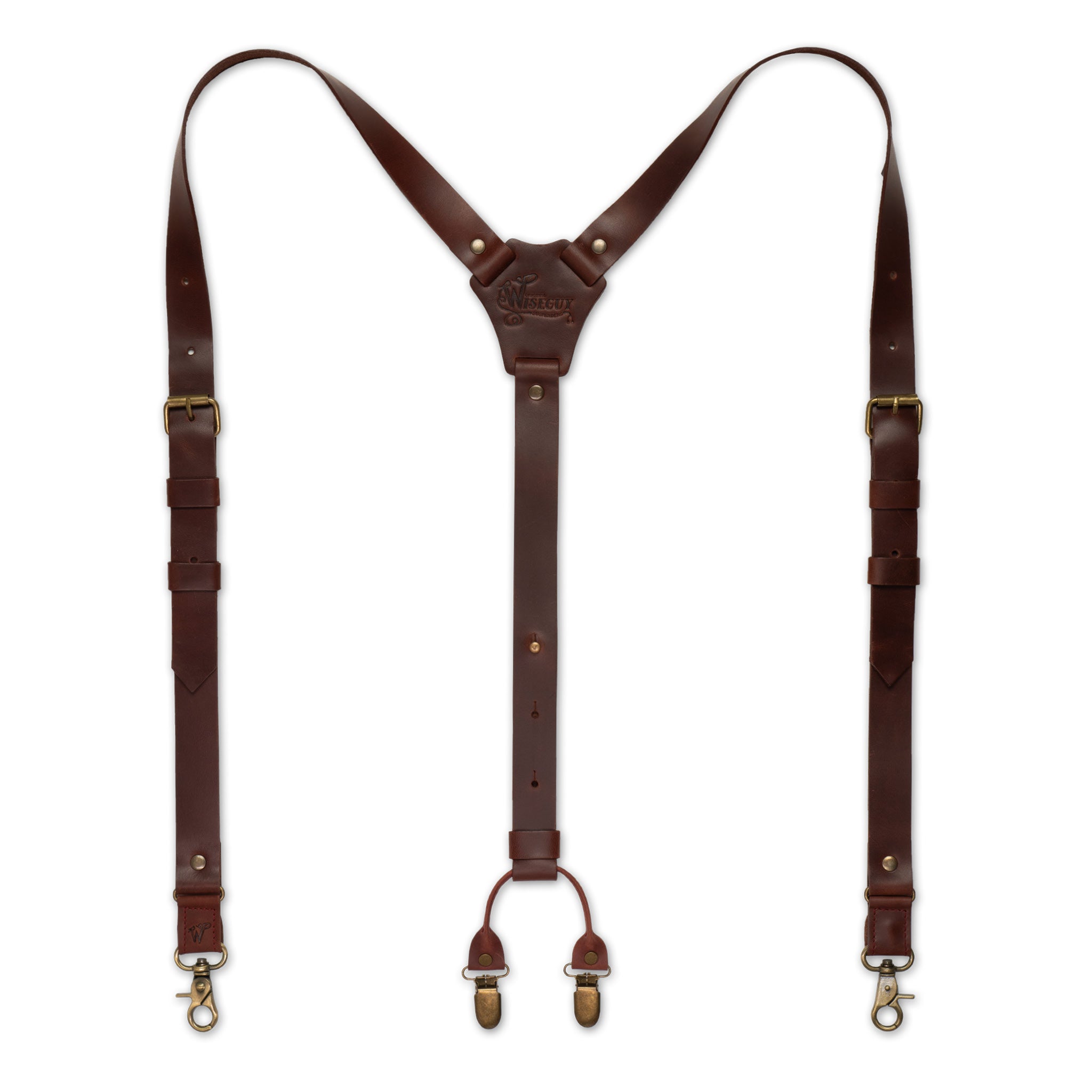 Crazy Horse Buckle Burgundy Slim Suspenders No. L2012