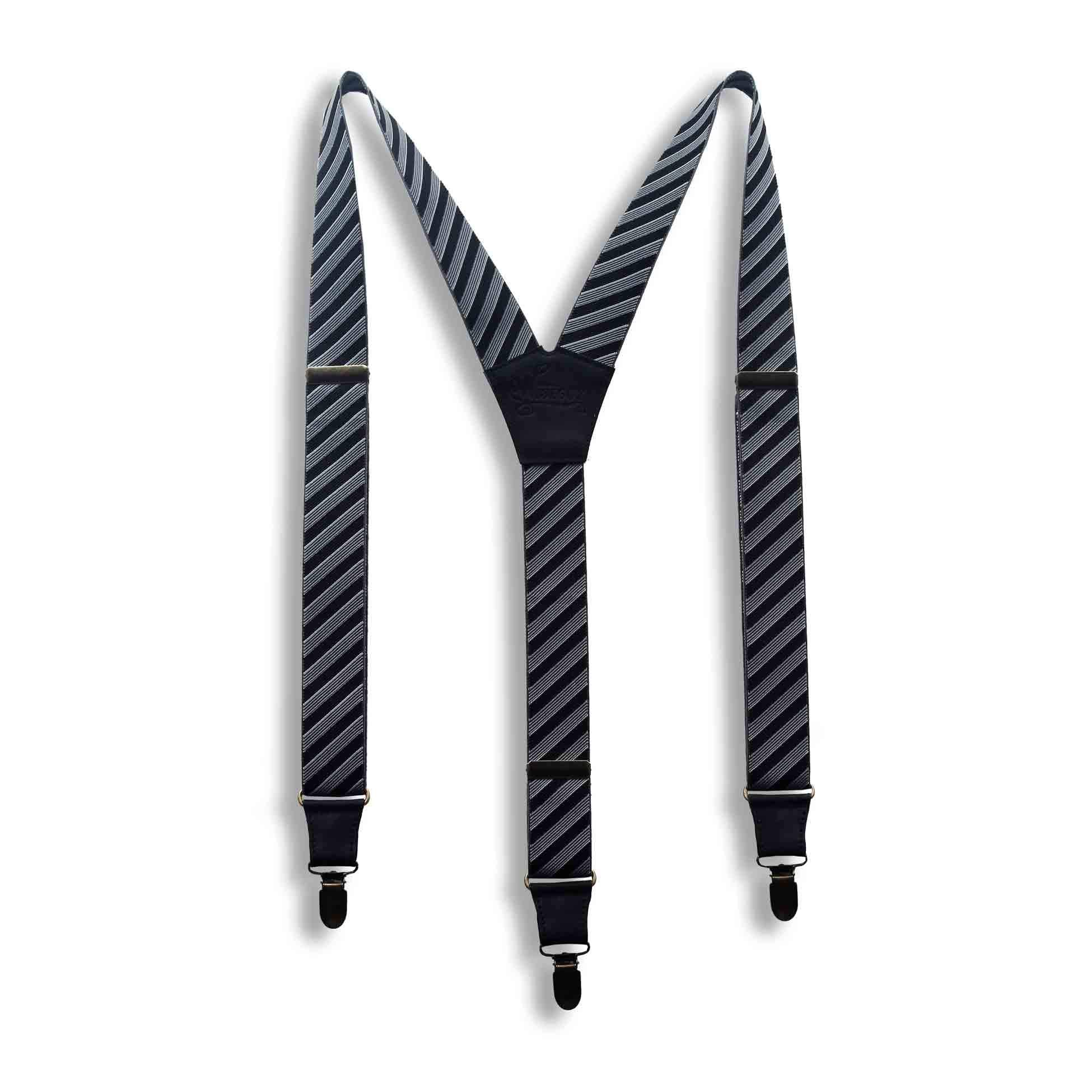 Bartender Striped wedding Suspenders for formal events 1.3 inch wide - Wiseguy Suspenders
