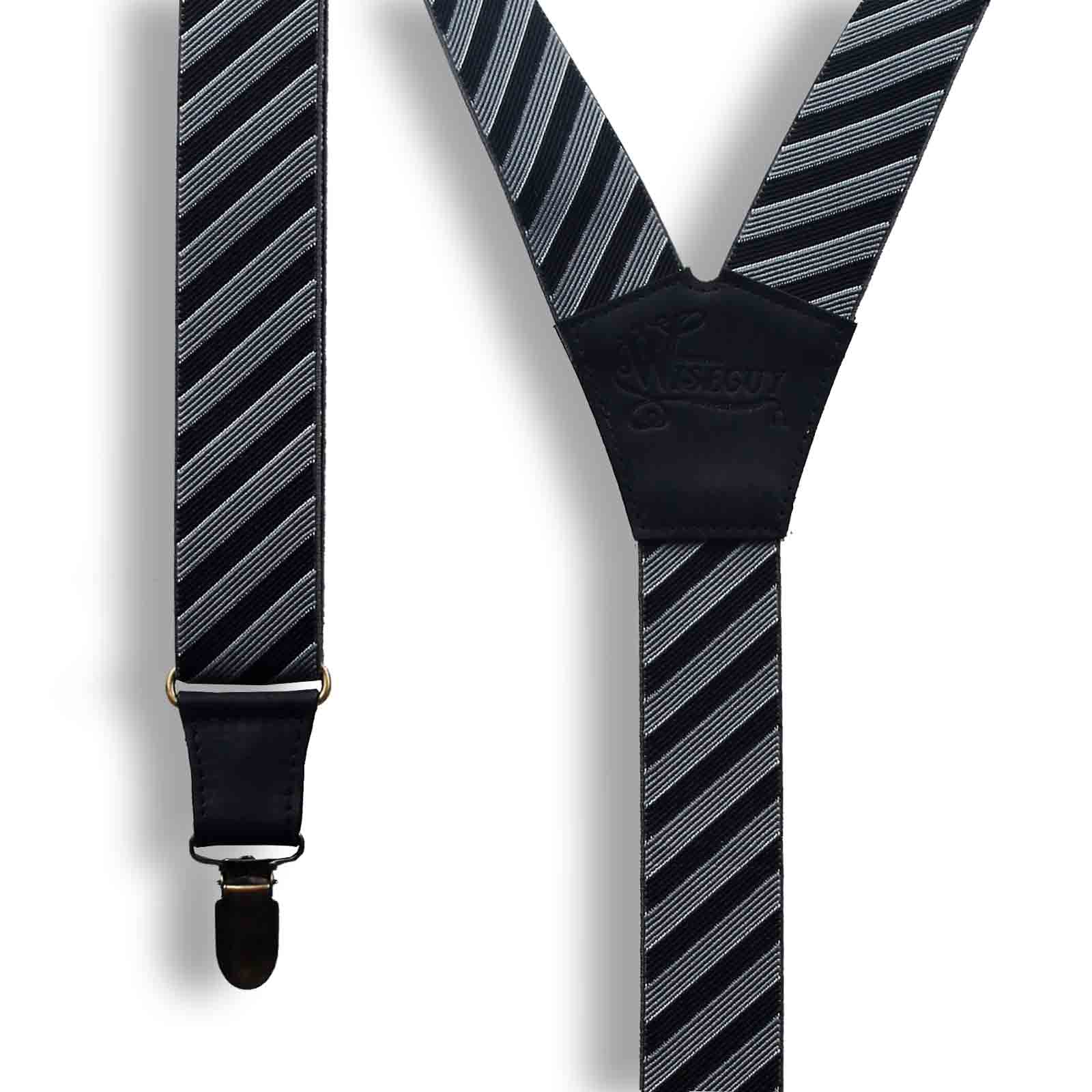 Bartender Striped wedding Suspenders for formal events 1.3 inch wide - Wiseguy Suspenders