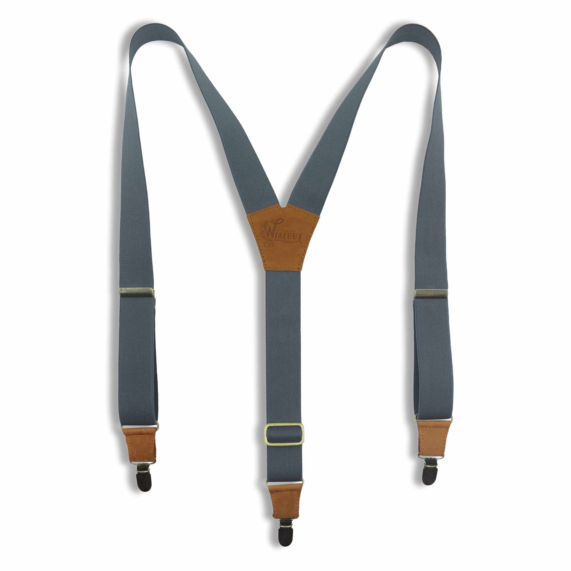 Gray on Camel Brown Suspenders wide straps (1.36 inch/3.5 cm) - Wiseguy Suspenders