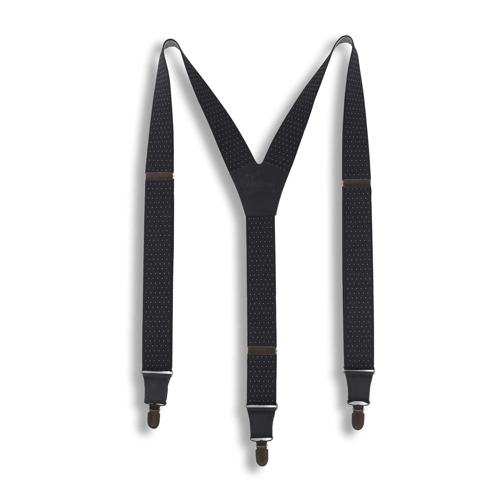 The Banker Formal Suit Suspenders 1.3" wide with Black leather parts - Wiseguy Suspenders